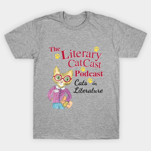 The Literary Catcast Podcast T-Shirt by Phebe Phillips